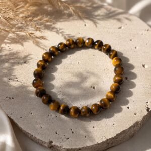 Boho Natural Tiger Eye Bracelet | Natural Gemstone Beaded Bracelet | Protection Confidence Crystal Jewelry | Stretch Bracelet Gift for Women