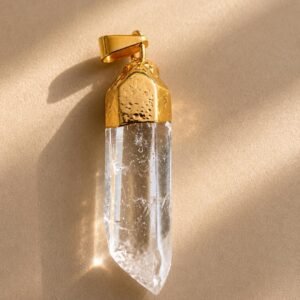 Clear Quartz Crystal Pendant Necklace, Raw Quartz Point Pendant, Gold Crystal Charm, Healing Stone Jewelry, Boho Minimalist Necklace