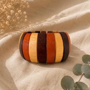 Boho Wooden Bracelet | Natural Wood Stretch, Minimalist Stackable Jewelry