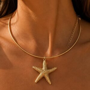 Starfish Rope Necklace | Coastal Beach Necklace | White Cord Choker | Ocean Jewelry | Summer Necklace | Boho Beach Accessory | Nautical Gift