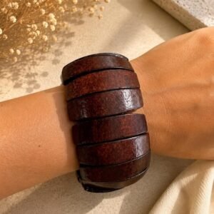 Boho Wooden Bracelet | Natural Wood Stretch, Minimalist Stackable Jewelry