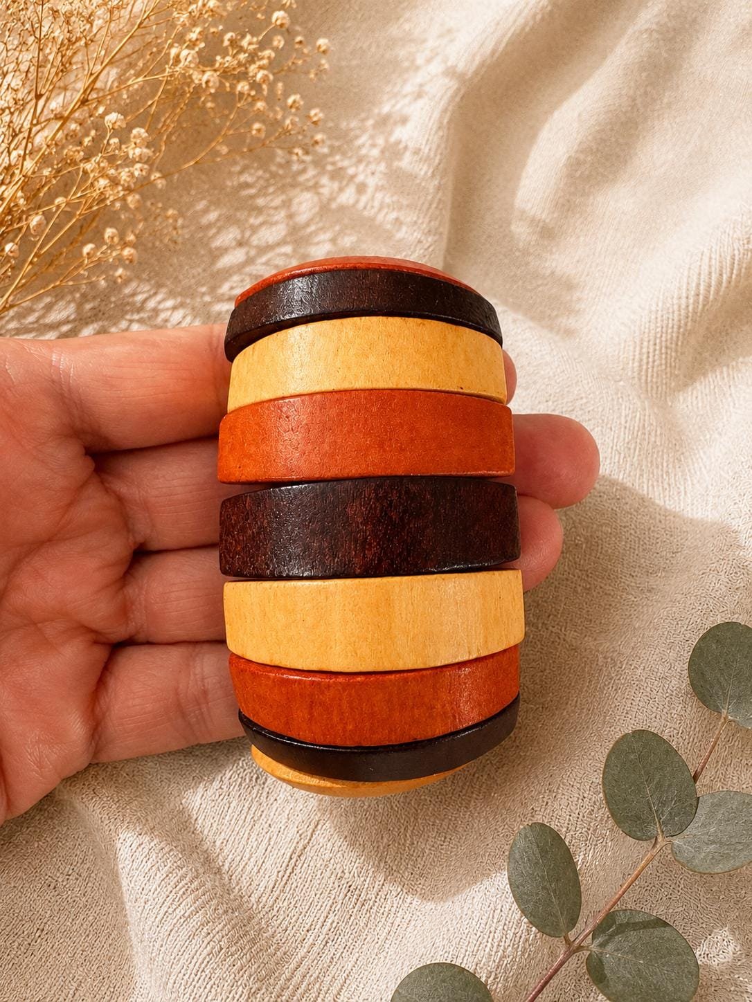 Wooden Jewelry Set, Statement Wood Earrings and Bracelet, Handmade Bohemian Jewelry, Rustic Gift for Her - Image 6