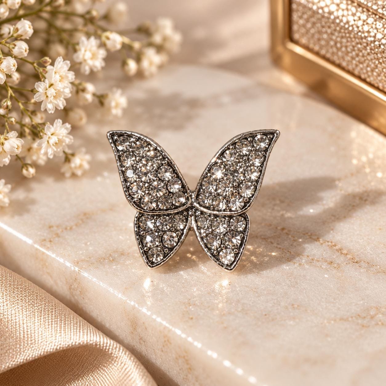 Butterfly Stud Earrings, Crystal Butterfly Earrings, Sparkling Rhinestone Earrings, Silver Butterfly Jewelry - Image 3
